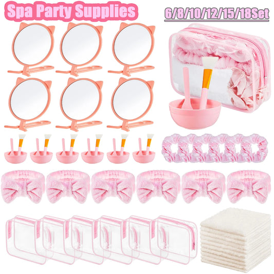 6-18 Sets Kids Pink Spa Party Supplies for Girls Makeup Sleepover Kit Spa Birthday Party Favors Supplies Gift for Children - AMULET RING STORE