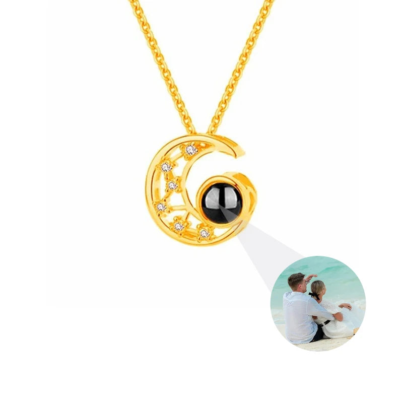 Custom Photo Necklace Personalized Picture Projection Necklace Rose Flower Projective Pendant Necklace Memorial Gifts For Women