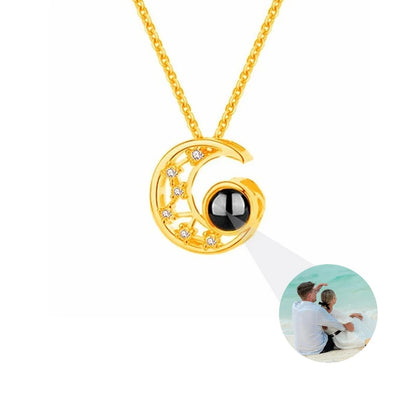 Custom Photo Necklace Personalized Picture Projection Necklace Rose Flower Projective Pendant Necklace Memorial Gifts For Women