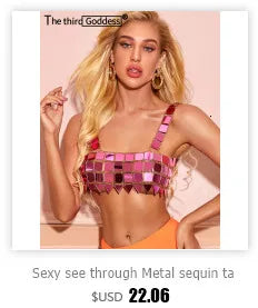 Sexy see through black rhinestone Crop Top Women 2025 Summer Sparkly fishnet beach Party Tank Top night club outfits Tops smock - AMULET RING STORE