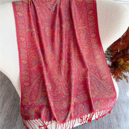 Autumn Bohemian Ethnic Paisley Cashmere Shawls Scarf for Women Warm Jacquard Pashmina Scarves Print Design Lady Foulard Stoles - AMULET RING STORE
