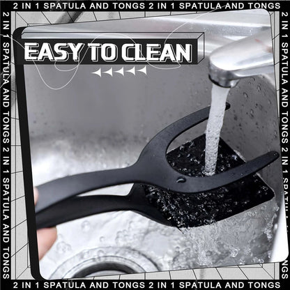 New 2 in 1 Grip Flip Spatula Tongs Egg Flipper Spatula Nylon Non Stick Coating Pancake Fish French Toast Omelet Making Tool