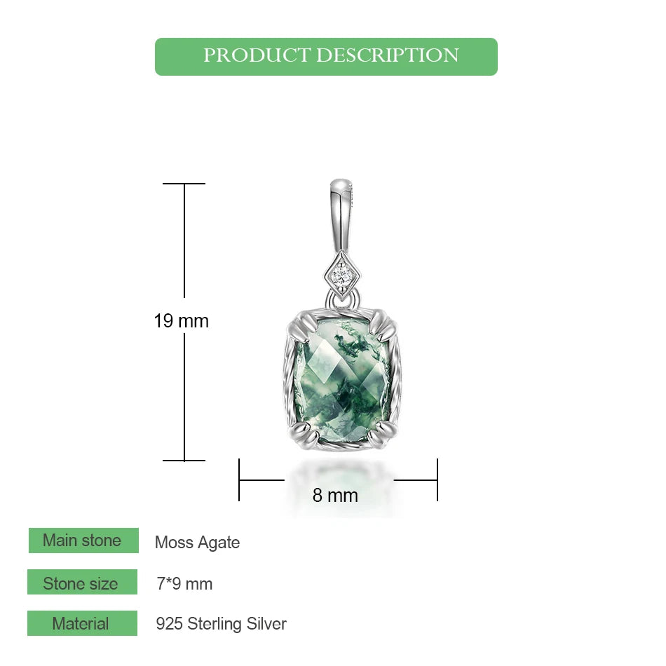 WES 100% 925 Silver Natural Unique Boho Moss Agate Pendant Necklace for Woman Earth Day Forest Jewelry Engagement Gift Wholesale - AMULET RING STORE