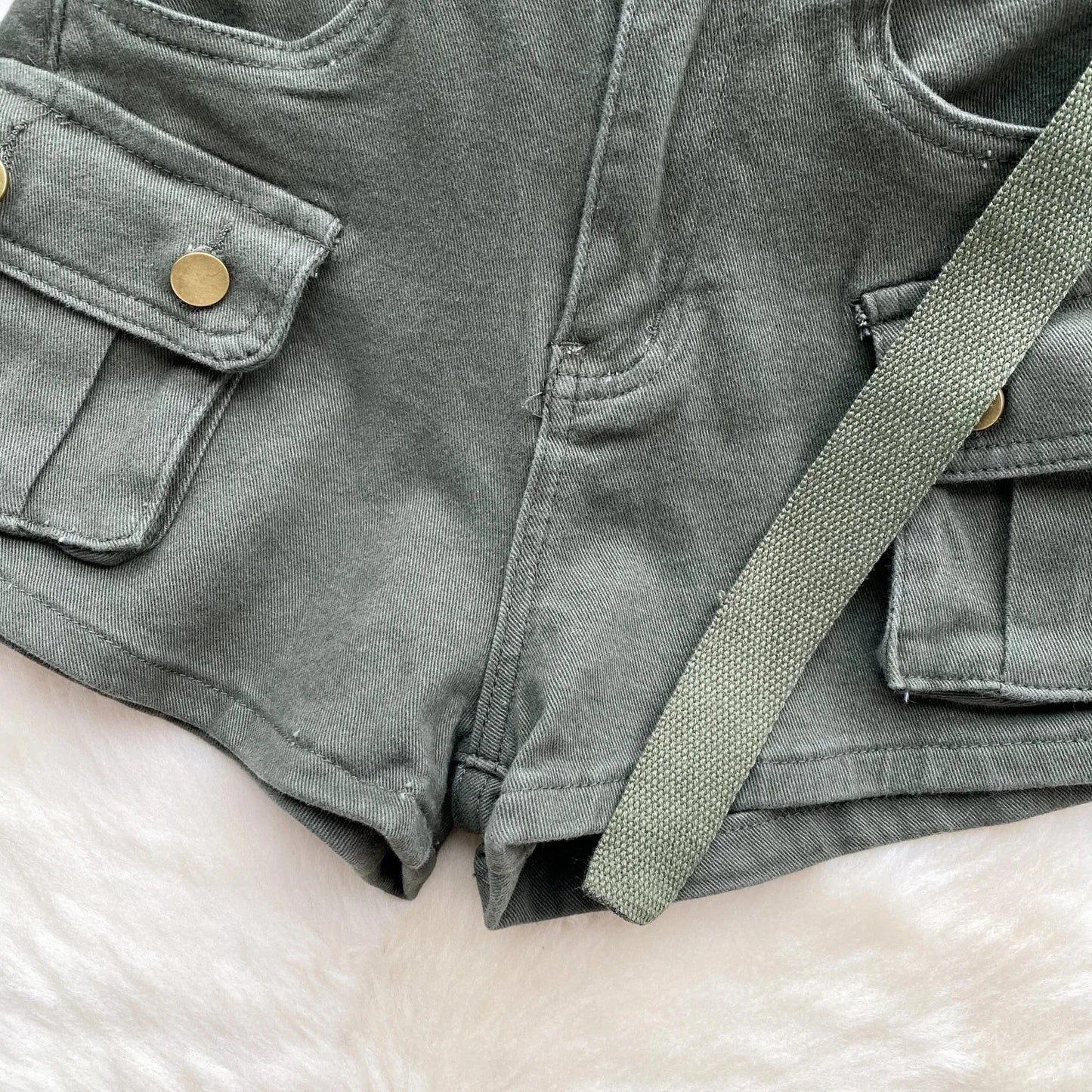 Women's Summer High Waisted Stretchy Denim Shorts Korean Cargo Style Slim Fit Ultra Short Hot Pants with Large Pockets for Dance