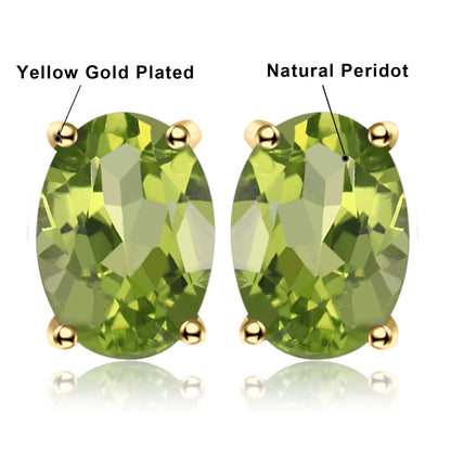 JewelryPalace Rose Gold Yellow Gold Plated Oval Natural Amethyst Citrine Garnet Topaz Peridot 925 Sterling Silver Earrings Woman