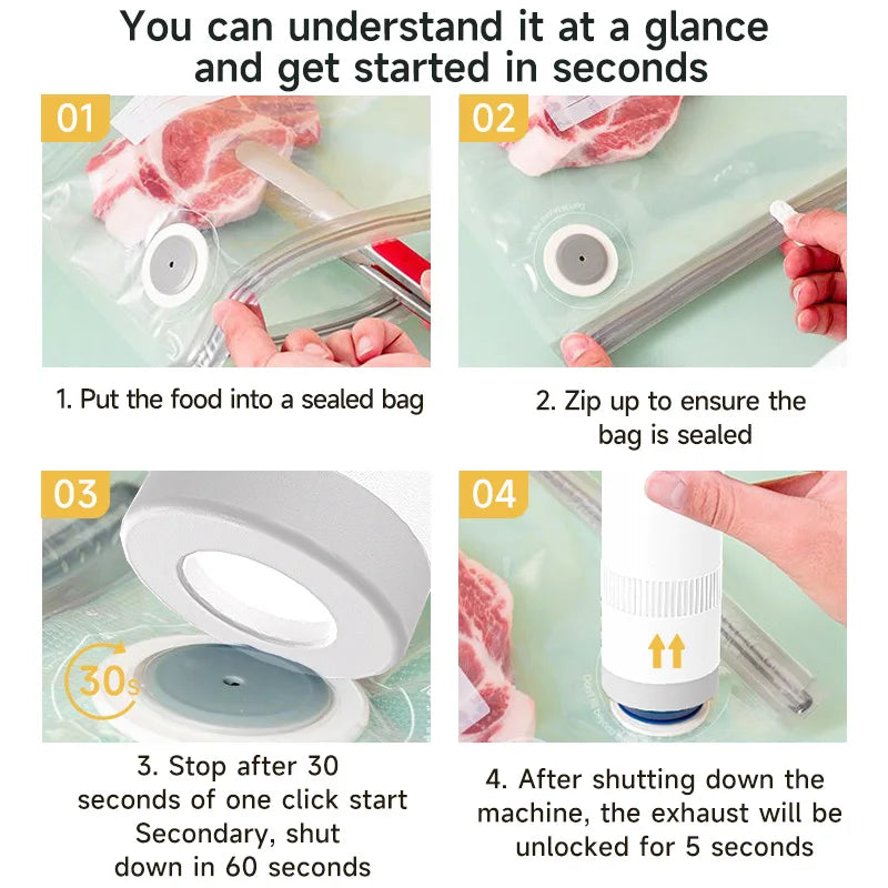 Wireless Kitchen Tools Handheld Food Bag Vaccum Sealer Pump Bottle Jar Vacuum Sealing Machine for Regular & Wide Mouth Mason Jar - AMULET RING STORE