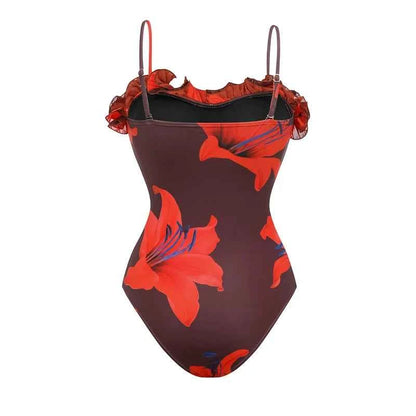 Women Sexy Bikini Set Swimsuit Lily Contrast Print Fabric Patchwork Skirt Push Up Swimsuit Biquini Bodysuit Bathing Suits