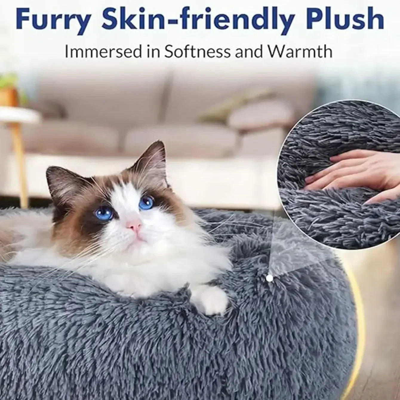 Round Cat Beds House Soft Long Plush Best Pet Dog Bed For Dogs Basket Pet Products Cushion Cat Bed Cat Mat Animals Sleeping Sofa - AMULET RING STORE