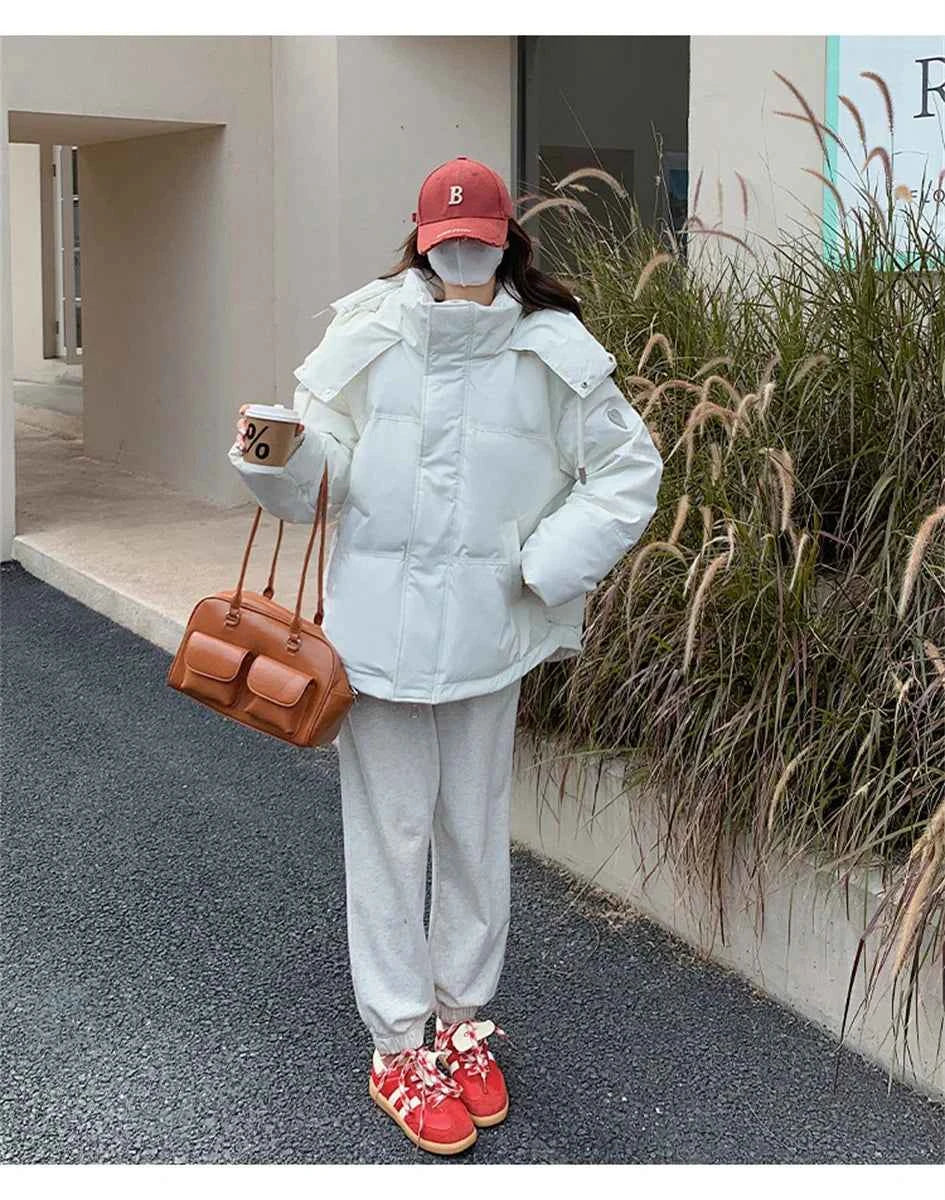 Women's Winter Warm Padded Jacket Coat 2025 New Down Cotton Hooded Solid Thick Parka Waterproof Puffy Korean Fashion Outdoor