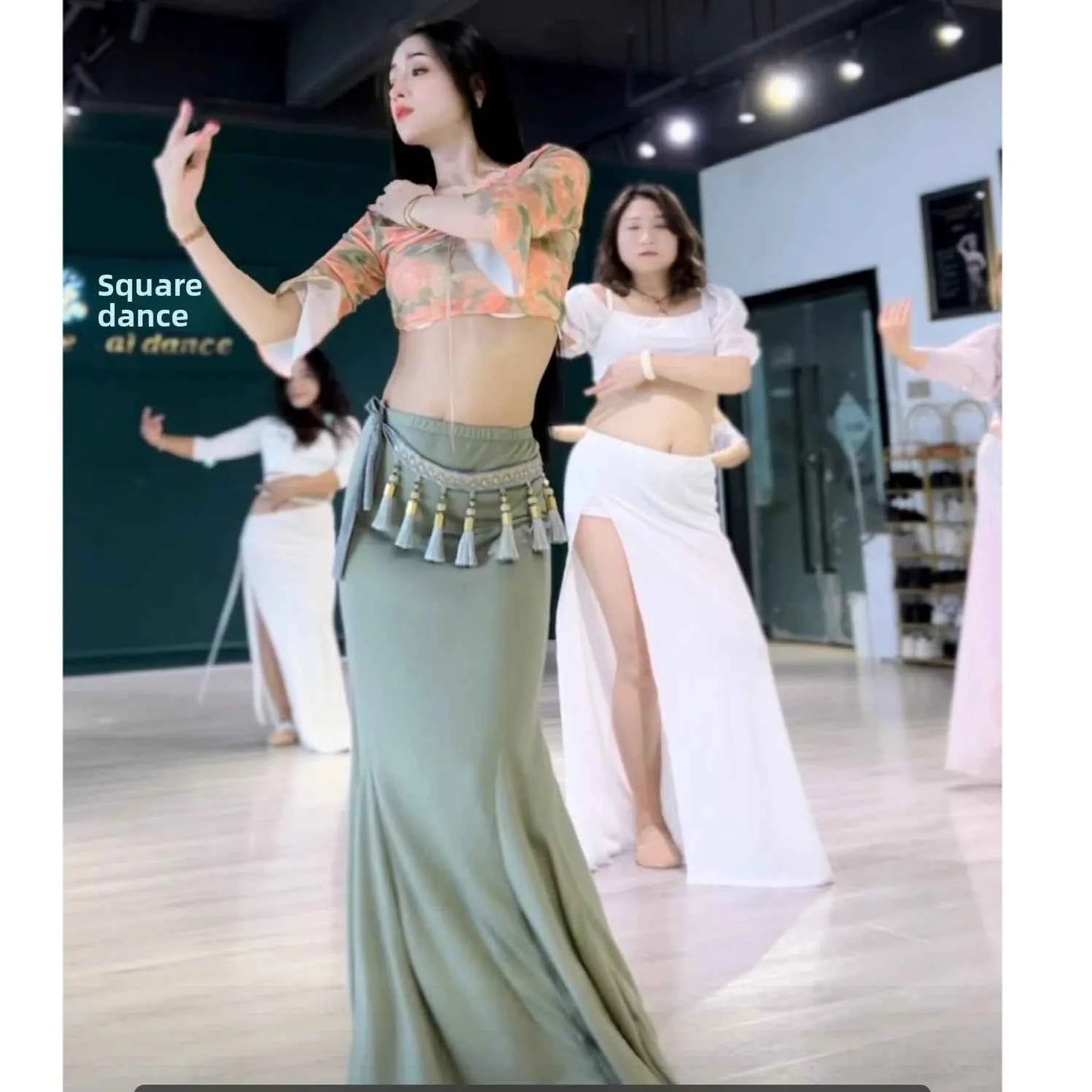 Yue Meng Feng Lu 2024 New Belly Dance Practice Suit Beginner Spring Summer Breathable Bell Sve Performance Costume Women