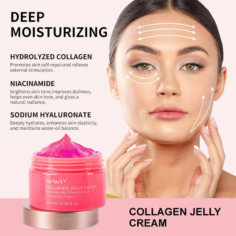 Collagen Jelly Cream Niacinamide Collagen Moisturizing Tender Skin Care Shrinks Pores Brighten Face Cream Korean With Spoon 100g - AMULET RING STORE