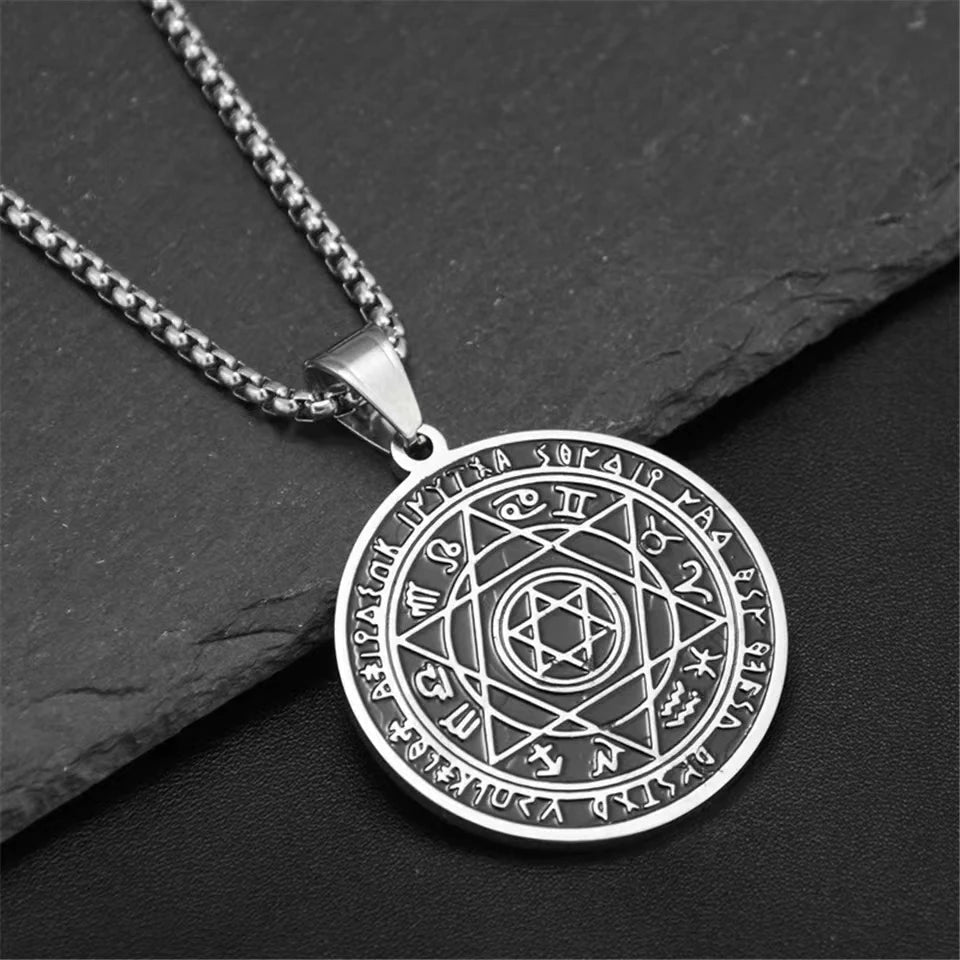 Seven Archangels Solomon Kabbalah Pendant Star of David Devil Eye Angel Seal Necklace