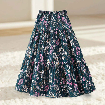 2024 Long Skirt Teens Girls Clothing 8-12 Y Summer Style Casual Fashion Floral Butterfly A-Line Birthday Gift Children Skirt