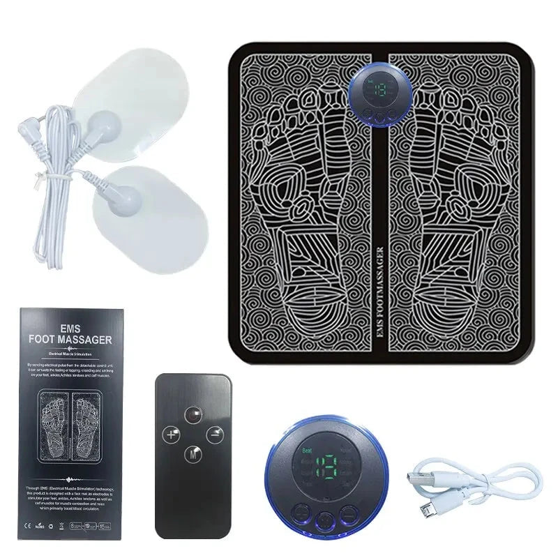 Electric EMS Foot Massager Pad Relax Feet Leg Muscle Massager Matt Shock With Remote and Pads - AMULET RING STORE