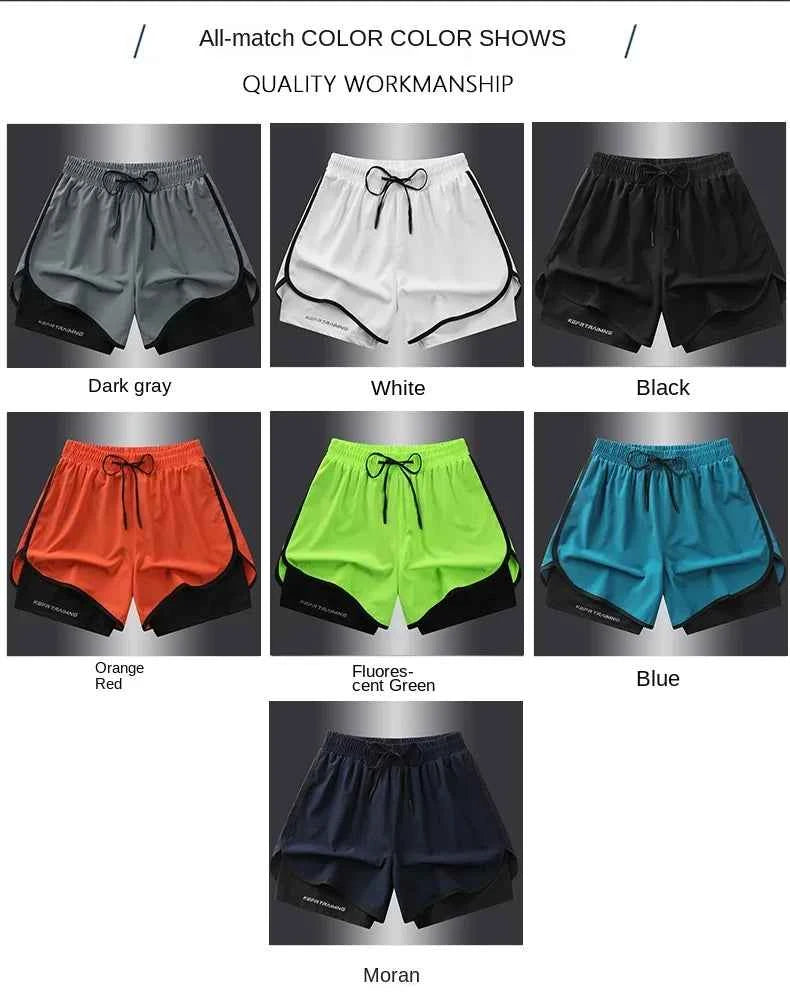 【 S-5XL 】2025 Sports Three Piece Pants Summer Popular Anti glare Double layered Sports Shorts for Men and Women Couples Ru