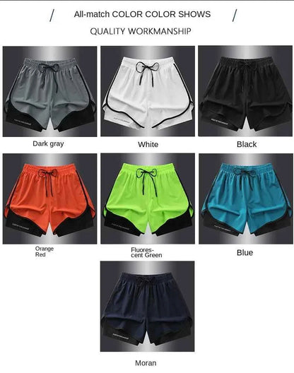 【 S-5XL 】2025 Sports Three Piece Pants Summer Popular Anti glare Double layered Sports Shorts for Men and Women Couples Ru