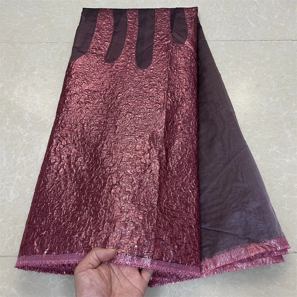 2025HighQuality African Nigerian Tulle Lace Fabric Organza Embroidery Guipure Brocade Jacquard Wedding Dresses Party Gowns 5Yard