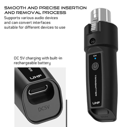 Wireless Microphone Converter XLR or 6.5 Transmitter and Receiver Microphone Wireless System for Dynamic Microphone