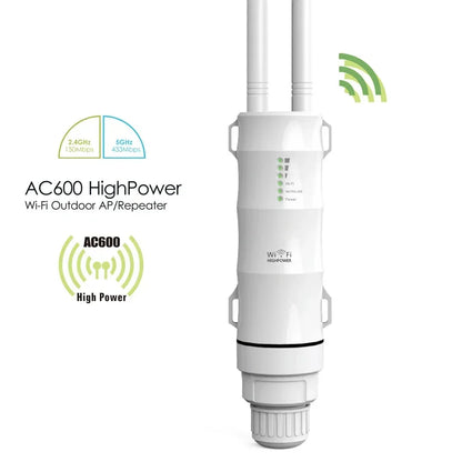 High Power AC600 Outdoor Wireless WiFi Repeater AP Router Dualdand 2.4G+5Ghz Long Range Extender POE Built in Lightning Arrester - AMULET RING STORE