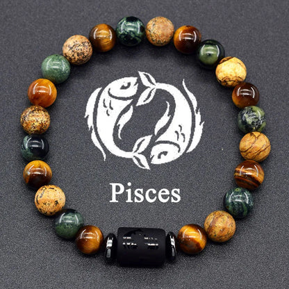 12 Zodiac Sign Bracelet Homme Constellation Bracelet for Men Aries Virgo Leo Libra Charm Bangle Women Friendship Jewelry on Hand