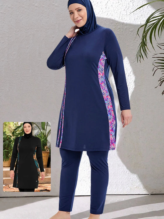 3PCS Thin Style Sporty Muslim Swimwear Burkini Femmes Women Modest Swimsuit Bathing Suit Hijab Top Pant (No built-in Bra)