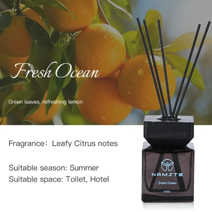 NAMSTE 100ML Fireless Reed Diffuser Oil Fragrance Replacement Stick Aroma Oil Reed Diffuser Set Scent Air Purifier For Home - AMULET RING STORE