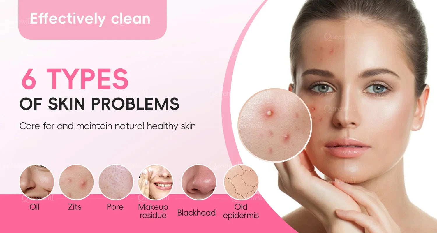 Electric Sonic Waterproof Facial Cleansing Brush Rechargeable Hot compress Deep Pore Cleaner Silicone Cleanse Skincare Device