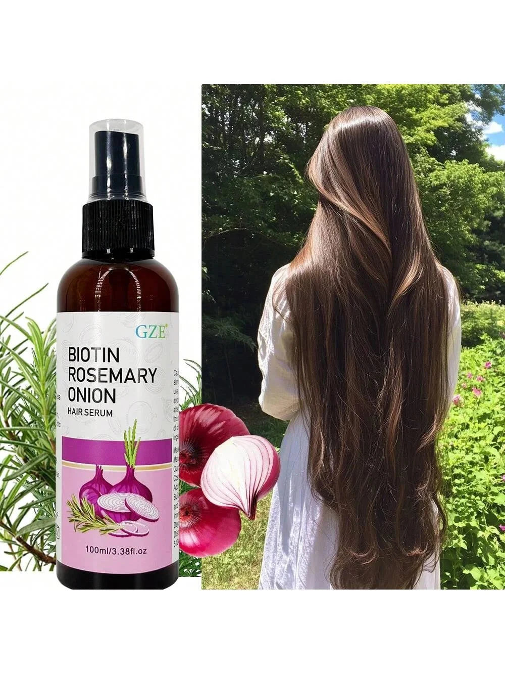 GZE Biotin Rosemary Onion Hair Serum Moisturizing Hair Serum Strong Hair Heat Protection Anti-Breakage For Dry And Damaged Hair - AMULET RING STORE