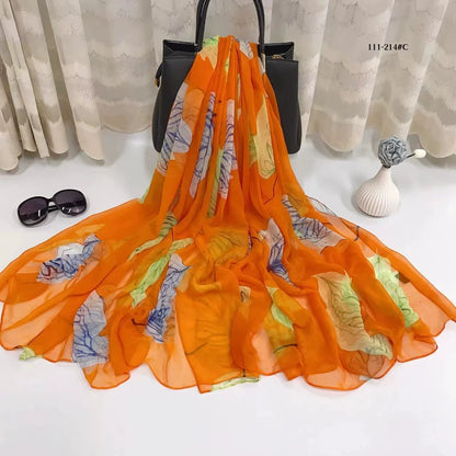 2025 Silk Scarf Women Hijab Pashmina Long Beach Stoles Shawl Wrap Headbands Spring Warm Scarves Bandana Ladies Neckscarf Foulard