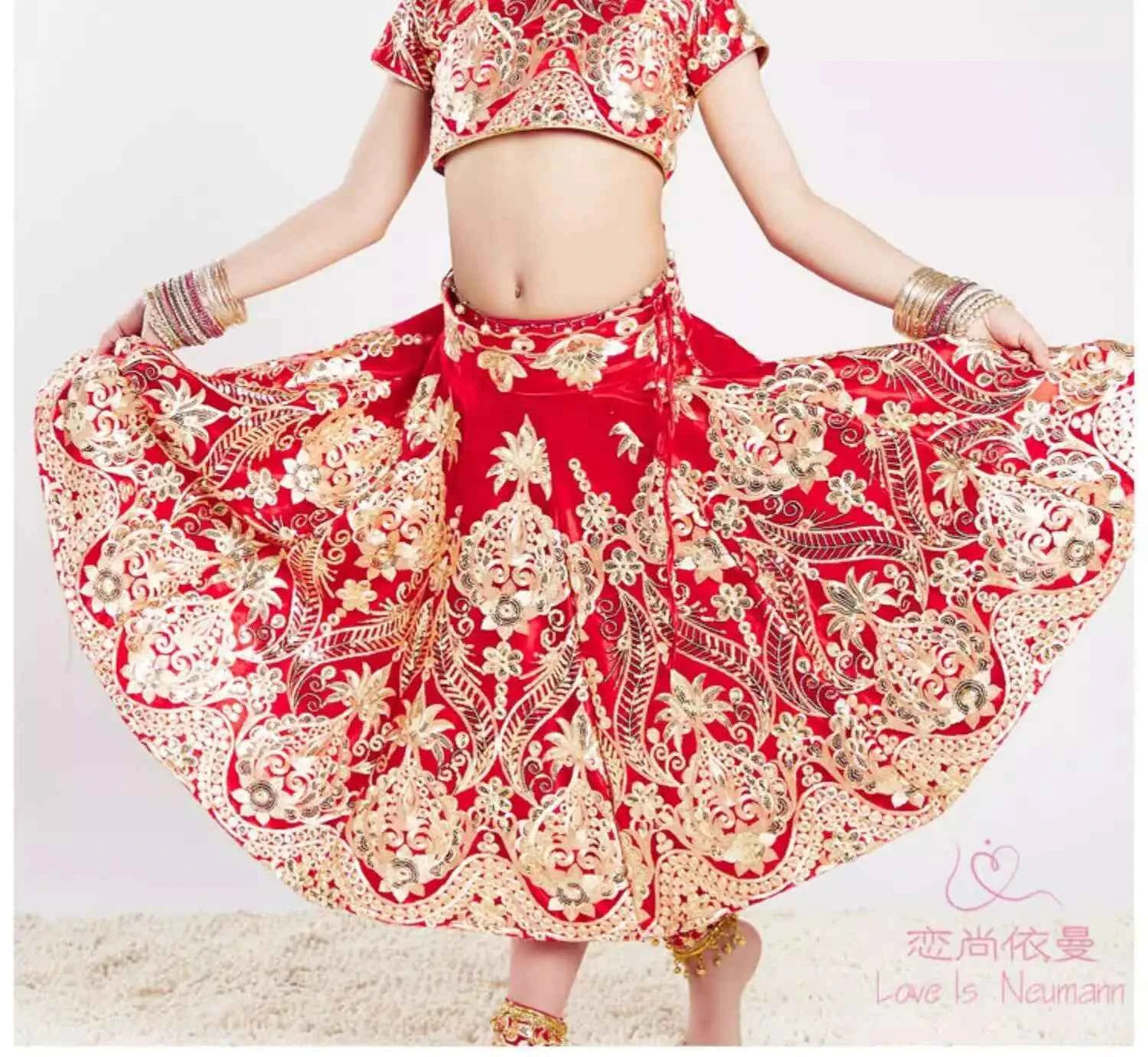 Yiman exotic Indian dance ethnic style children's dance costume, sari embroidery Tang costume, big swing skirt, Lengha set