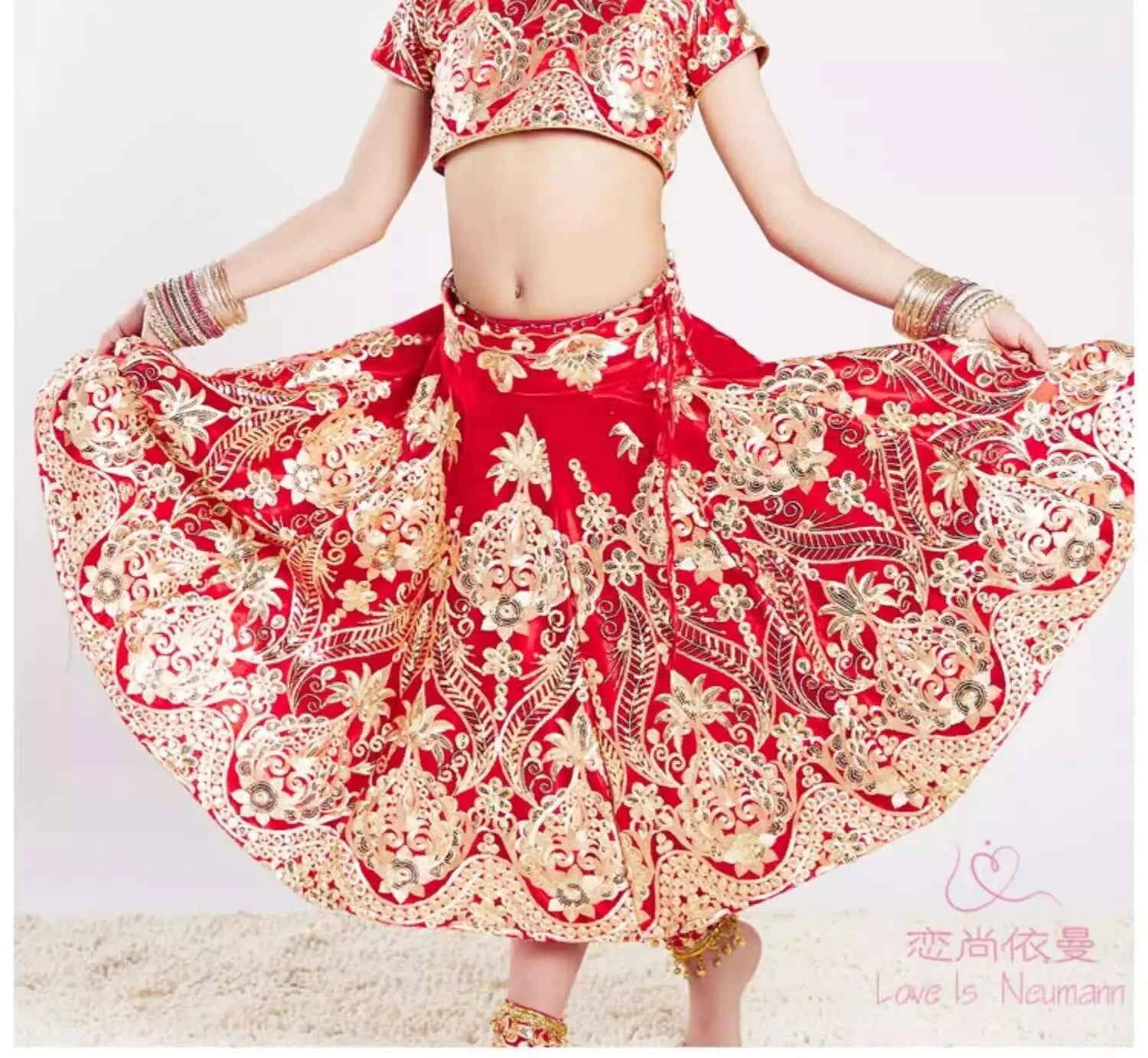 Yiman exotic Indian dance ethnic style children's dance costume, sari embroidery Tang costume, big swing skirt, Lengha set