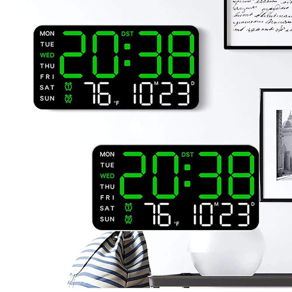 Car LED Digital Alarm Clock Hanging/Standing Electronic Clock Temperature/Date Display Boarderless Wall-mounted Clock USB
