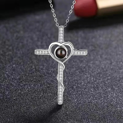 Fashion Projection Necklace Jewelry Personalized Photo Custom Cross Pendant Suitable For Male And Female Couples To Give Gifts - AMULET RING STORE