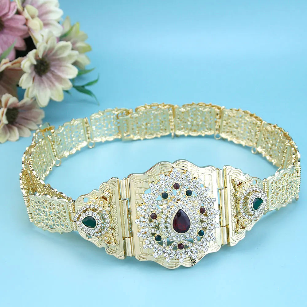 Arabic Style Women Belt Metal Waist Chain Adjustable Length Moroccan Caftan Belt