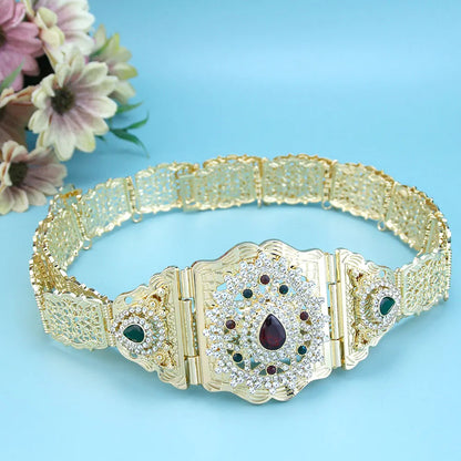 Arabic Style Women Belt Metal Waist Chain Adjustable Length Moroccan Caftan Belt