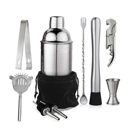 6/7/10pcs Stainless Steel Cocktail Shaker Bartending Tools Bartender Kit Martini Sharker Drink Mixer Set With Storage Bag - AMULET RING STORE