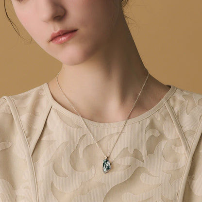 WES 100% 925 Silver Natural Unique Boho Moss Agate Pendant Necklace for Woman Earth Day Forest Jewelry Engagement Gift Wholesale - AMULET RING STORE