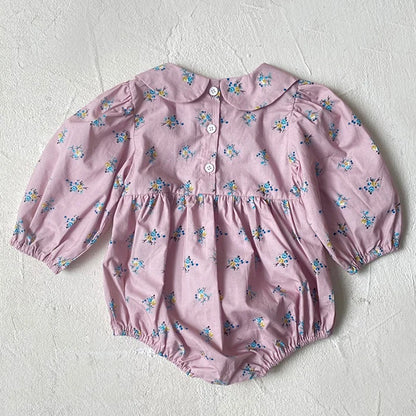 2024 New Autumn 0-3Yrs Kids Princess Dress Baby Bodysuits Long Sleeved Cotton Print Infant Baby Girls Party Dress Sister Clothes