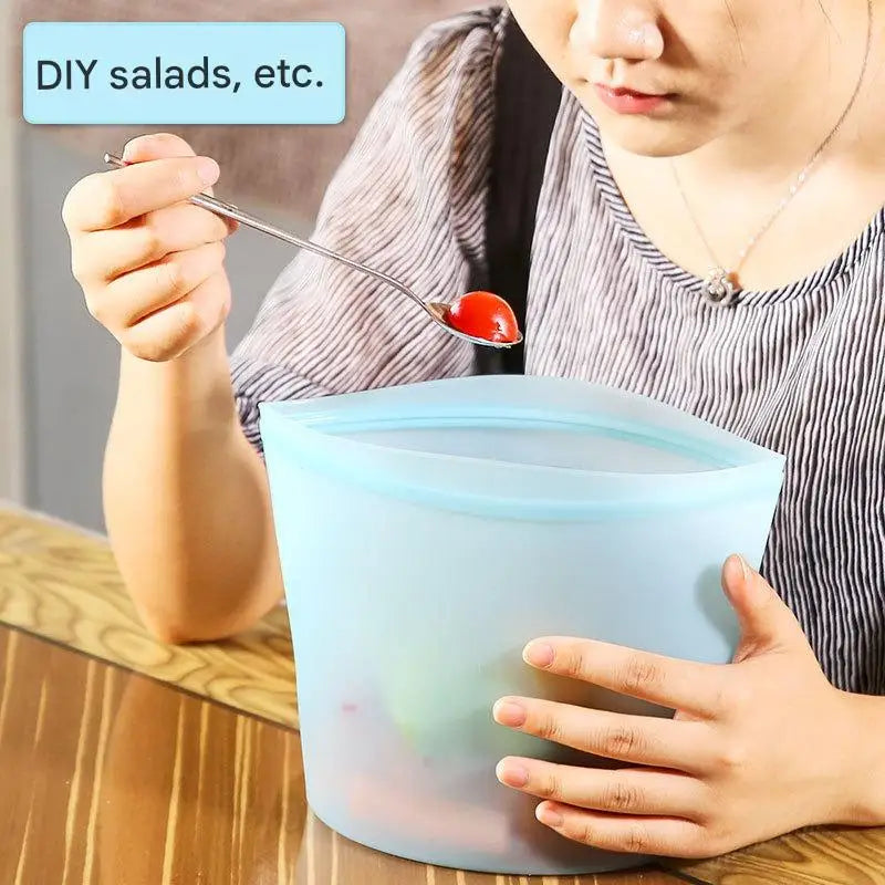 1/3/4Pcs/Pack Silicone Storage Bag,Reusable Food Grade Fresh-keeping Zipper Bags,BPA Free,Leakproof,Microwave&Dishwasher Safe - AMULET RING STORE