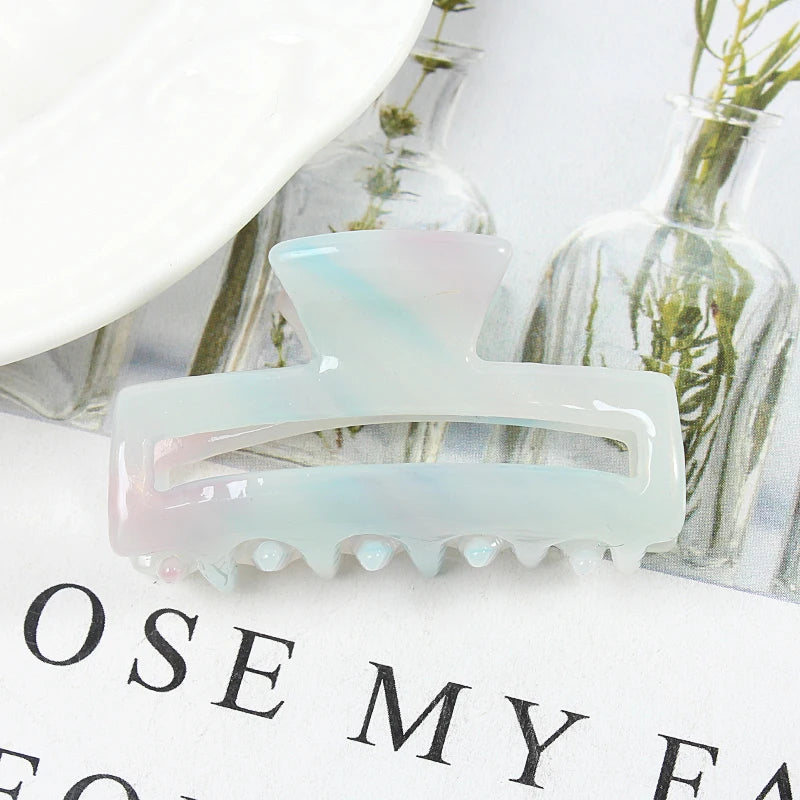 Mini Women's Hair Clips Colorful Geometric Hollow Crab Claw Clip Acetate Leopard Print Fashion Girls Hairpin Hair Accessories - AMULET RING STORE