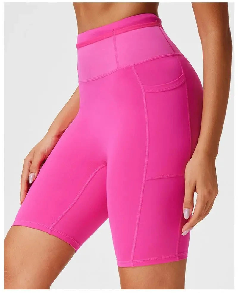 Marathon Compression Shorts with Waistband Pocket Men Women Quick Dry Nylon Workout Tights for Cycling Running Training