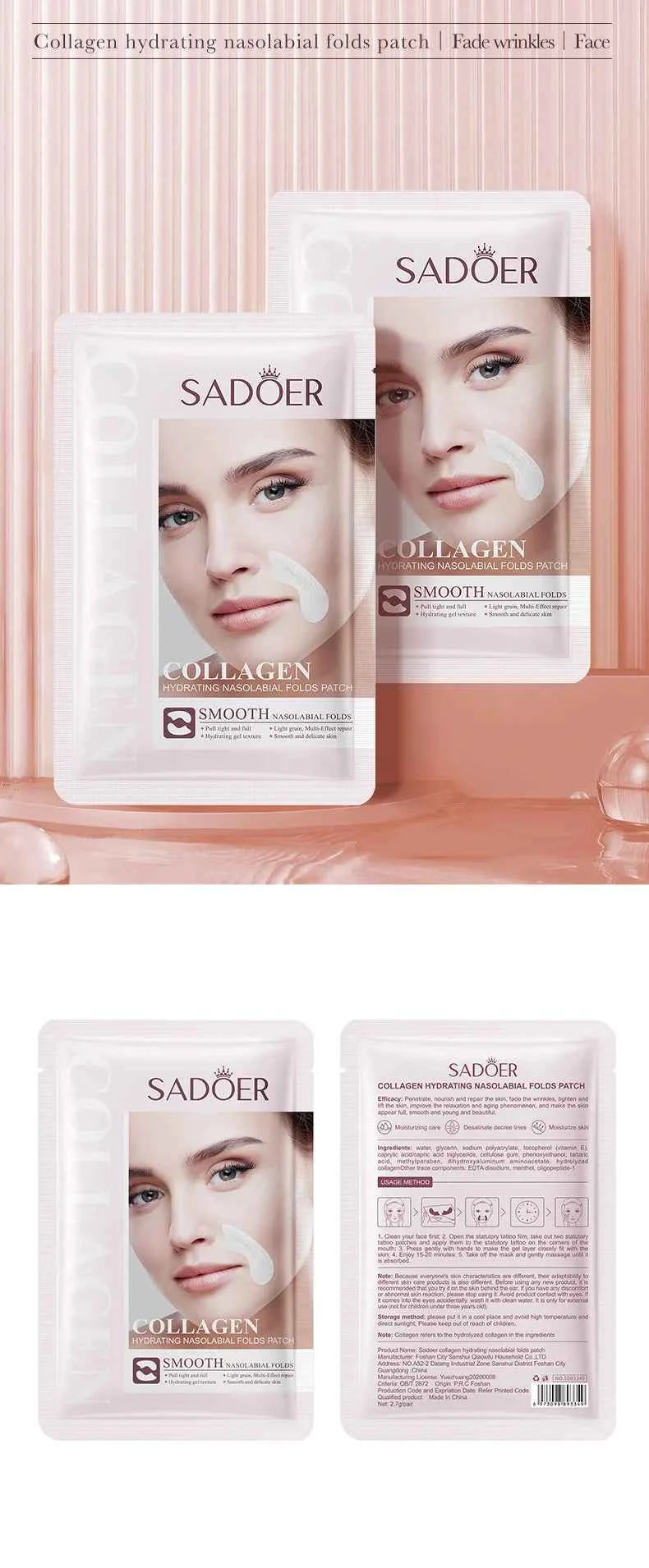 Collagen Firming Laugh Lines Patches Instant Wrinkle Remover Fade Fine Lines Facial Mask Anti-aging Brighten Repair Skin Care