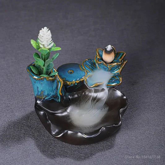 Backflow Incense Furnace, Aromatherapy Furnace, Hydroponic Cultivation of Green Plants, Home Religious Articles, Decor Line - AMULET RING STORE