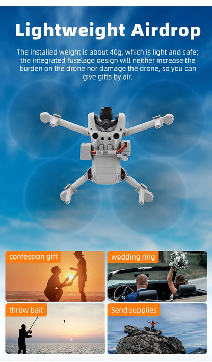 Airdrop System for DJI Mavic 3/2 Pro Zoom AIR 2 Mini 2/Mini 3 Drone Fishing Bait Wedding Ring Gift Deliver Life Rescue Thrower