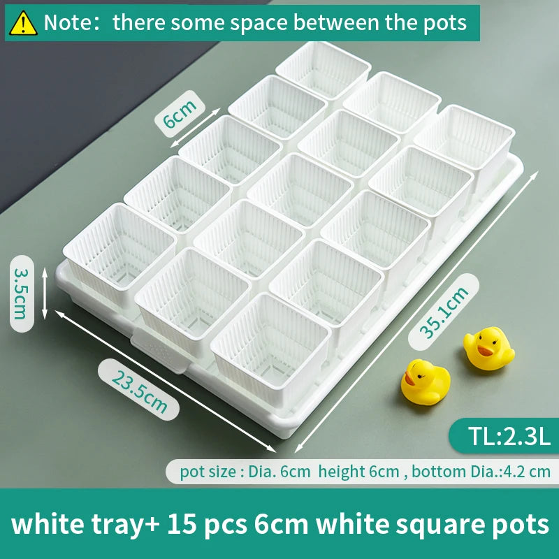 Meshpot Succulent Pots Succulent Planters with Tray Plastic Succulent Cactus Pot with holes Square Succulent Seedlings Pot Match - AMULET RING STORE