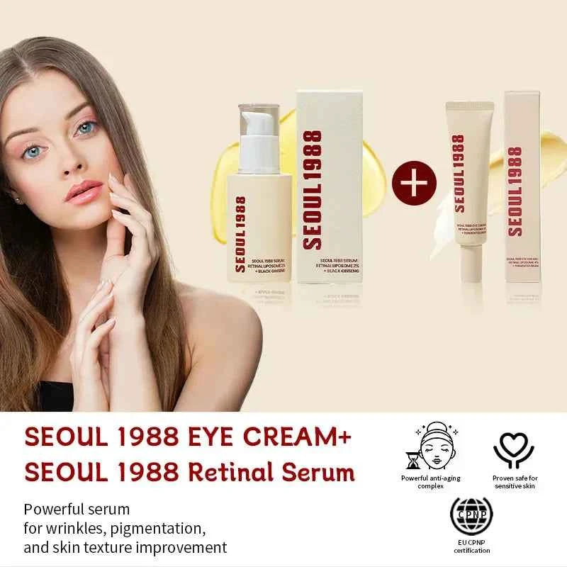 SEOUL 1988 Vitamin C Wrinkle Care 4% Retinol Ginseng Face Serum Firm Fine Lines Eye Cream Hydrating Moisturizing Brightening Set