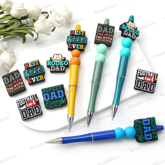 5/20/50Pcs Best Legends Dad Themed Silicone Beads for Jewelry Making Father's Day Focal Beads DIY KeysChain Accessory Decoration - AMULET RING STORE