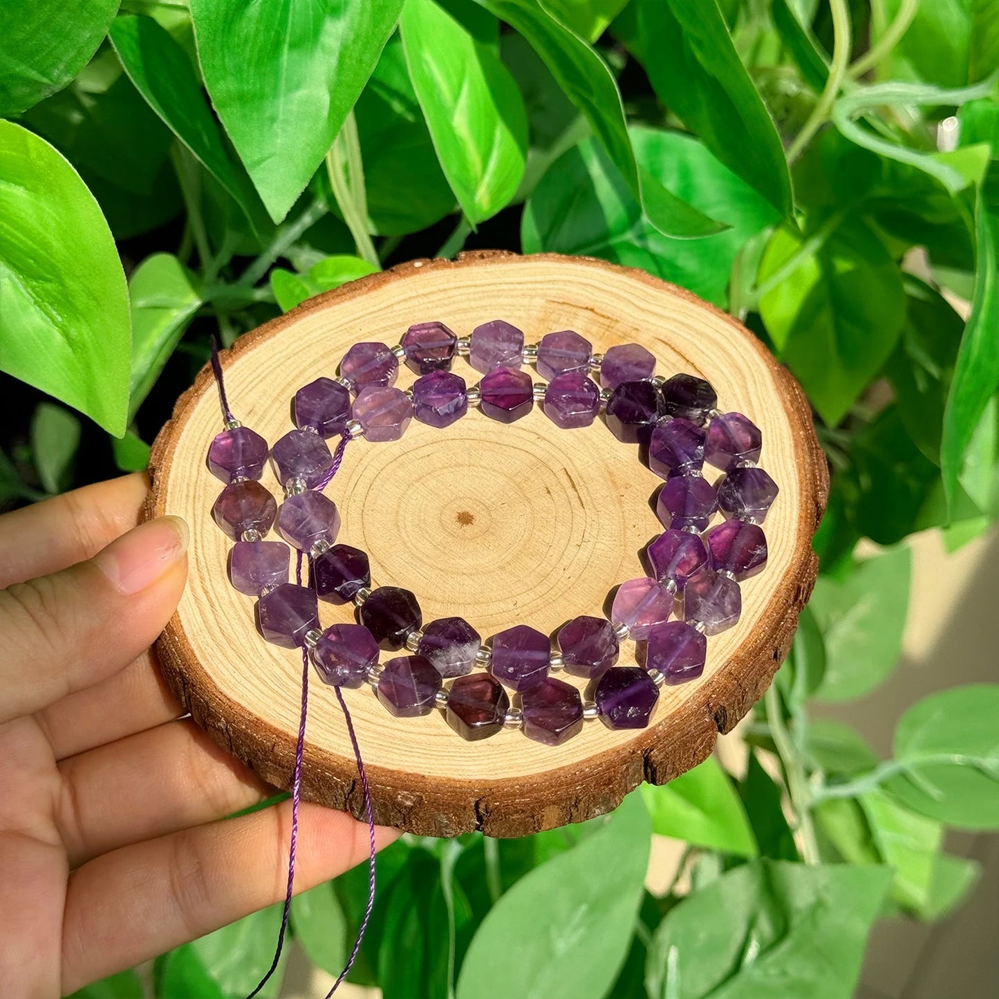 8.5x9.5mm Natural Hexagon Stone Beads Faceted Amazonite Quartz Jade Loose Spacer Beads for Jewelry Making DIY Bracelet Pendant - AMULET RING STORE