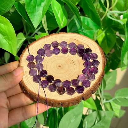 8.5x9.5mm Natural Hexagon Stone Beads Faceted Amazonite Quartz Jade Loose Spacer Beads for Jewelry Making DIY Bracelet Pendant - AMULET RING STORE