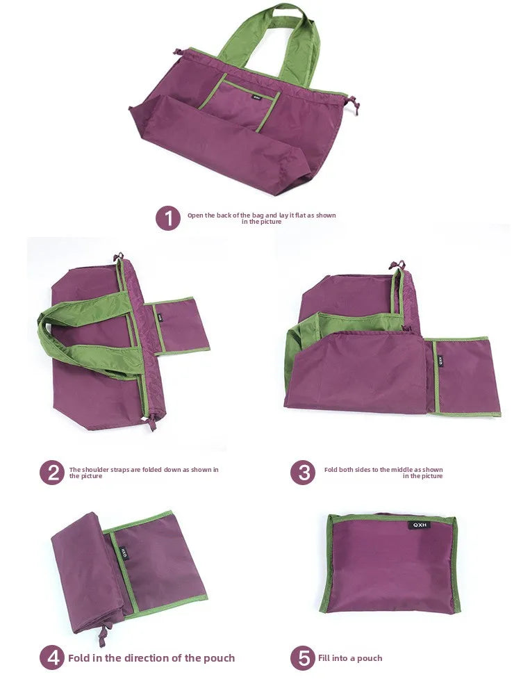 Large-sized drawstring eco-friendly supermarket shopping bag fashionable single-shoulder bag foldableportable handbag,waterproof - AMULET RING STORE